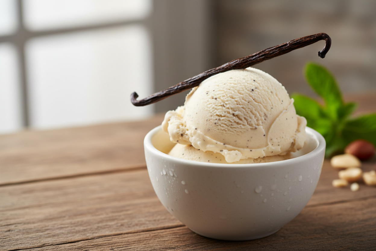 Vanilla ice cream with vanilla pod