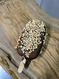 3 Toffee ice cream lolly coated in chocolate with a hazelnut crumb